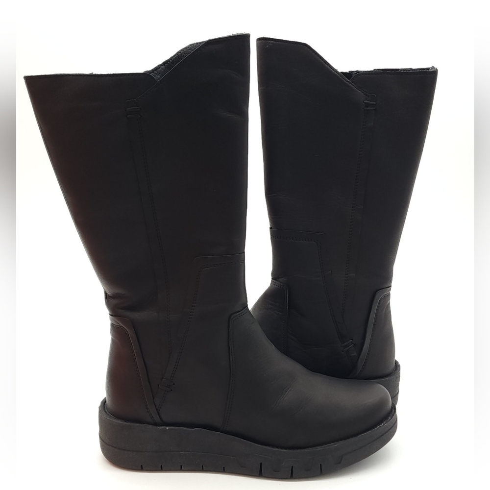 Miz Mooz Lear Black Leather Zip Up Mid Calf Boots - Picture 3 of 10